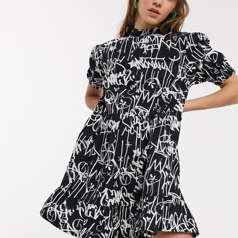 ASOS black and white mock dress